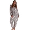 Just Love Womens One Piece Winter Holiday Adult Bodysuit Faux Shearling Lined Hoody Xmas Pajamas - 2 of 4