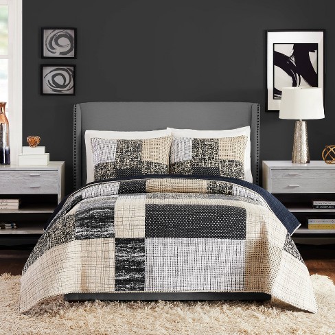 3pc Full/Queen Tate Quilt & Sham Set Black/Gray/Cream - Ayesha Curry