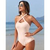 BLUEMING Womens Camisole Tank Top Criss Cross Halter Double Lined Backless Bodycon Crop Tops Going Out Outfits - 3 of 4