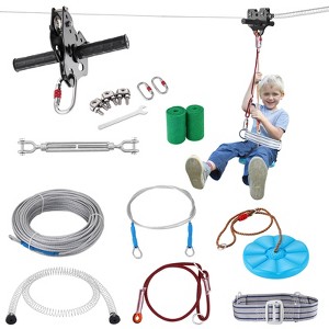 VEVOR Zipline Kit for Kids and Adult, 160 ft Zip Line Kits Up to 500 lb, Backyard Outdoor Quick Setup Zipline, Playground Entertainment with Zipline - 1 of 4