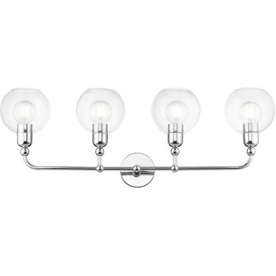 Elegant Polished Chrome 4-Light Vanity with Clear Glass Shades