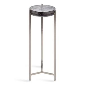 Kate and Laurel Aguilar Round Metal Drink Table, 8x8x23, Silver and Gray - 1 of 4