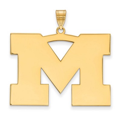 Black Bow Jewelry 14k Yellow Gold Michigan Wolverines NCAA Extra Large Pendant