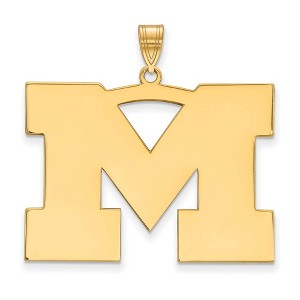 Black Bow Jewelry 14k Yellow Gold Michigan Wolverines NCAA Extra Large Pendant - 1 of 3