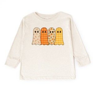Four Ghosts Checkered Quilted Printed - Toddler Long Sleeve Graphic Tee and Youth Long Sleeve Graphic T-Shirt - 1 of 3