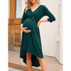 YesFashion Women's Maternity V-Neck 3/4 Sleeve Wrap Dress Casual Hi-Low Midi Tie Nursing Breastfeeding Dress with Belted - 3 of 4