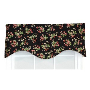 RLF Home Strawberry Cornice 100% Cotton with Fully Lined 3" Rod Pocket Valnance for Windows 50" x 17" Black - 1 of 4