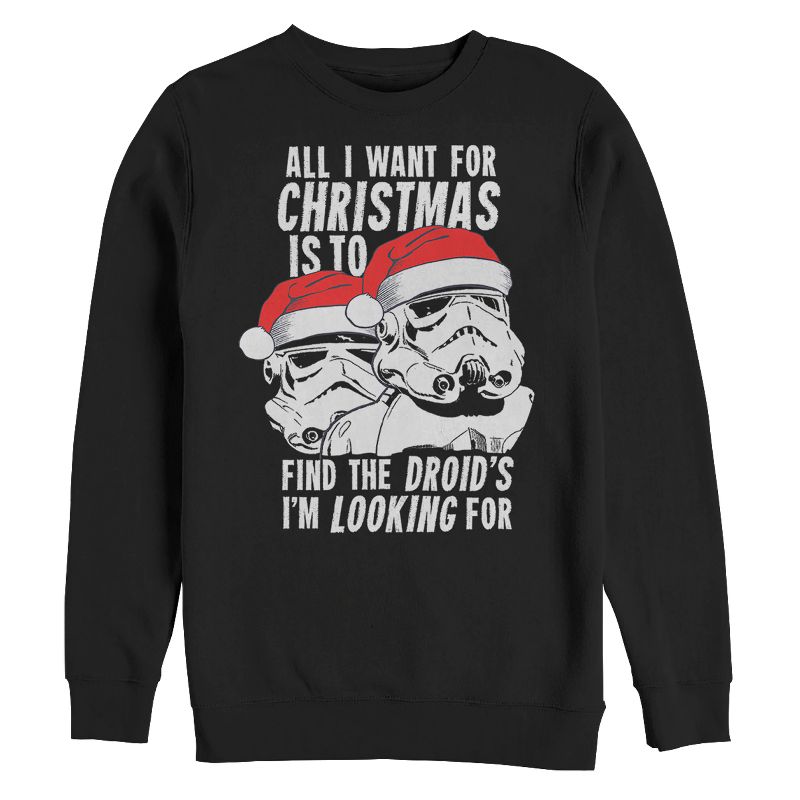 Men's Star Wars Christmas Droids Looking Wish Sweatshirt, 1 of 4