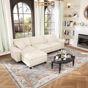 Captiva Designs Cloud Modular 4-Seater Sectional Sofa with L-Shaped Chaise and Movable Ottoman, Living Room Couch - 1 of 4