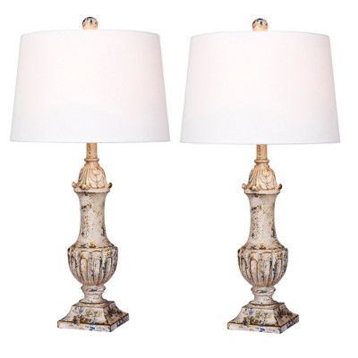 Distressed Decorative Resin Table Lamps Antique Ivory  - Fangio Lighting