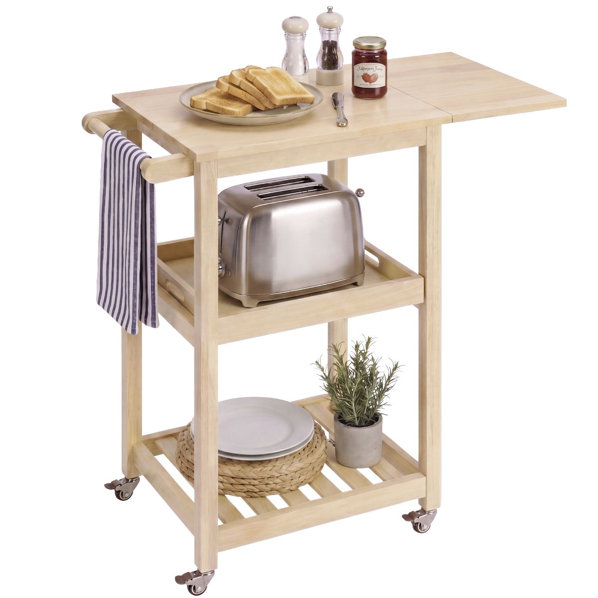 Best Choice Products Rolling Kitchen Island Cart W/Shelves, Drop Leaf Extension, Towel Rack, Locking Wheels