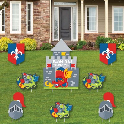 Big Dot of Happiness Calling All Knights and Dragons - Yard Sign and Outdoor Lawn Decorations - Medieval Party or Birthday Party Yard Signs - Set of 8