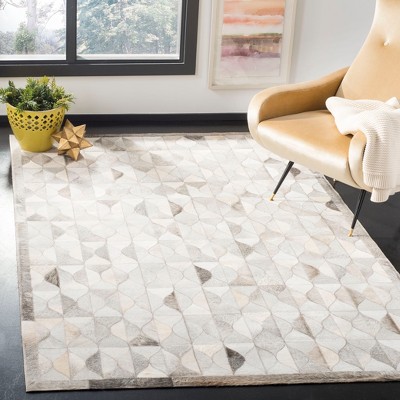 Handmade Gray Geometric Cowhide Area Rug 5' x 8'