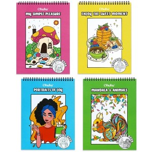 Ohuhu Double Sided Coloring Books Bleedproof - 4 Set Coloring Books 160 Stress Relieving Patterns for Adults Teens Mandalas Flowers Portraits and More - 1 of 4