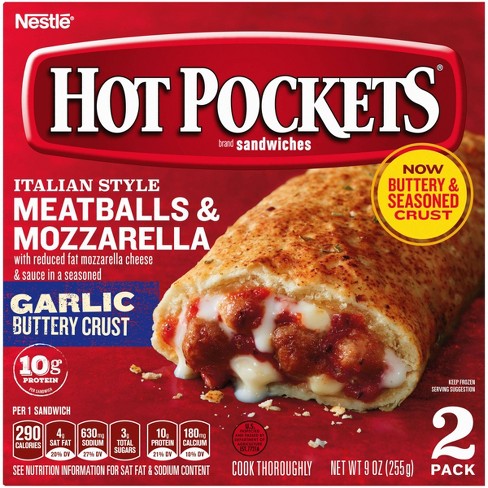 Hot Pockets Garlic Buttery Crust Frozen Italian Meatballs Mozzarella 9oz 2ct Target