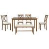 Maliang 6-Piece Kitchen Dining Table Set, Wooden Rectangular Dining Table, 4 Fabric Chairs and 1 Bench - 3 of 4