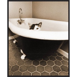 23" x 28" Kitty III by Jim Dratfield Framed Canvas Wall Art Print - Amanti Art: Modern Animal Lithograph - 1 of 4