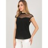 INSPIRE CHIC Women's Mesh Cap Sleeve Keyhole Back Retro Vintage Blouse - image 4 of 4