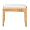 Sofia Rattan and Mahogany Wood Ottoman White/Natural Brown - Baxton Studio: Handmade, No Assembly Required - 3 of 4