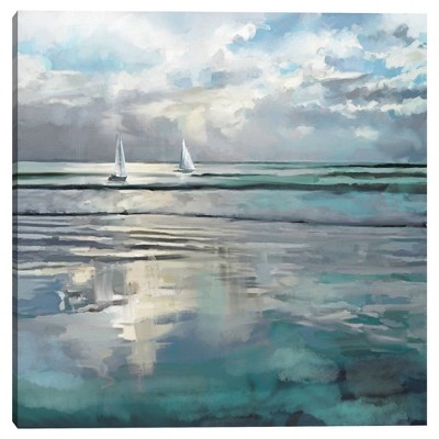 35" x 35" Indigo Seas by Studio Arts Canvas Art Print - Masterpiece Art Gallery