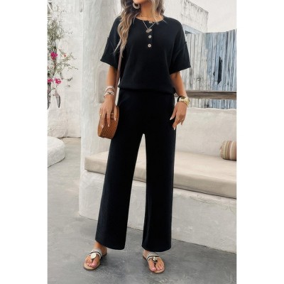 I am a Fashion Junky Two Pieces Outfits Knitted Crew Neck Button Set