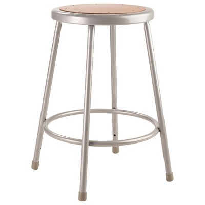 Durable 24" Gray Steel Industrial Stool for Workshops and Labs