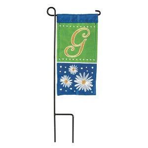 Daisy Blue Green Monogrammed G 8.5 x 4 Burlap Mini House Flag - 1 of 1