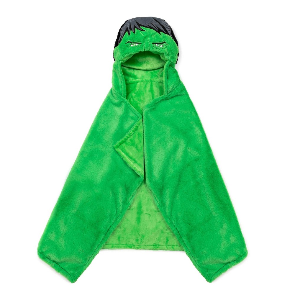 Photos - Duvet MARVEL Hulk Kids' Hooded Blanket Green 