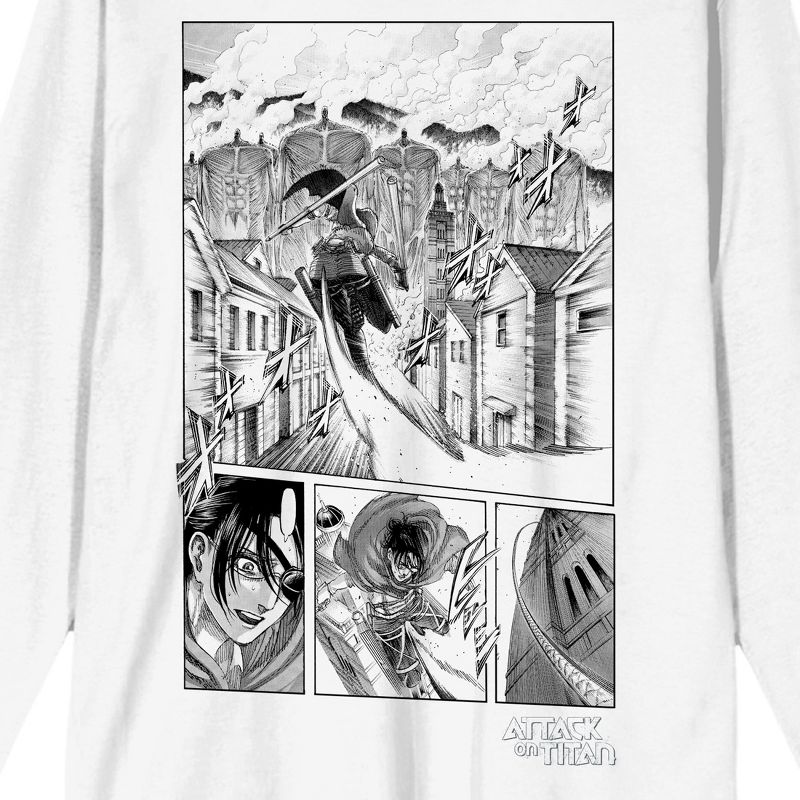 Attack On Titan Action Sketch Of A Titan Eating A Human Men's White Long Sleeve Tee, 2 of 4