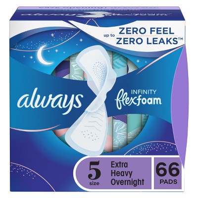 Always Infinity Flexfoam Pads Extra Heavy Overnight Absorbency - Unscented  - Size 5 - 66ct : Target