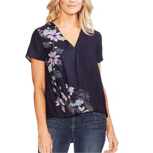 Vince Camuto Womens Satin Floral Wrap Blouse - 1 of 1