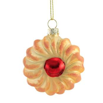 Holiday Ornament Italian Cookie  -  1 Glass Ornament 3 Inches -  Christmas Spritz Ornament  -  Go6657  -  Glass  -  Brown