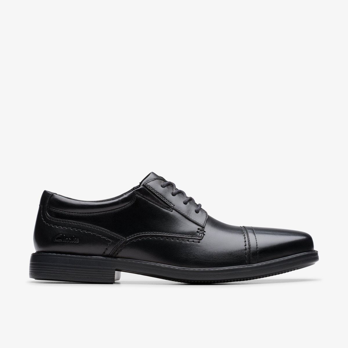 Clarks Mens Dresslite Cap Black Leather Shoes