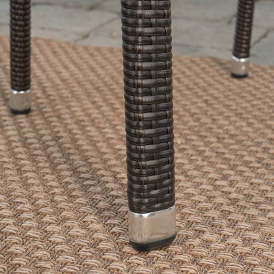 Spencer 7-Piece Brown Wood and Wicker Outdoor Dining Set