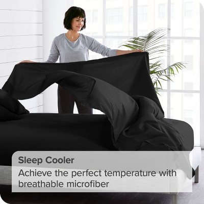 Full Black Microfiber Ultra-Soft Flat Sheet