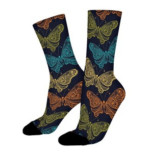 Stylized Butterfly Seamless Women Printed Crew Socks Funny Funky Socks Soft Polyester Novelty Gifts for Artists Men - 1 of 1