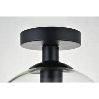 Black and Clear Glass Globe Flush Mount Light