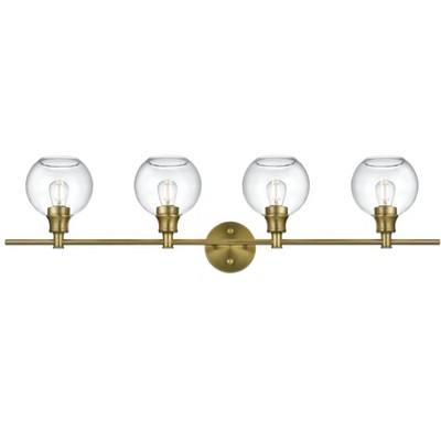 Elegant Lighting Collier 4 Light Satin Gold and Clear Glass Wall Sconce