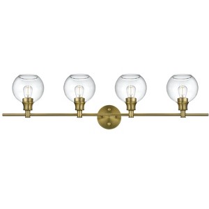 Elegant Lighting Collier 4 Light Satin Gold and Clear Glass Wall Sconce - 1 of 4