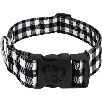 Country Brook Petz 1 1/2 Inch Deluxe Black & White Buffalo Plaid Dog Collar