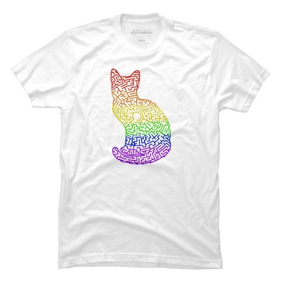 Adult Design By Humans Pride Rainbow Cat Maze By MisoKnotty T-Shirt