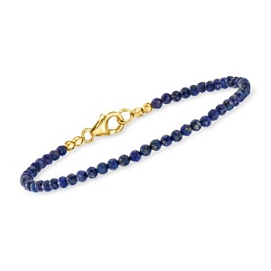 Ross-Simons 3-3.5mm Lapis Bead Bracelet in 18kt Gold Over Sterling Size 8 - 1 of 3