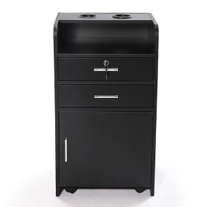 Salon Styling Station With 2 Drawers, 2 Hair Dryer Holders & 1 Cabinet, Budget Hair Styling Salon Trolley Cart For Hair Stylist - 1 of 4
