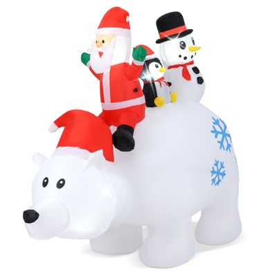 Tangkula 6 Ft Christmas Inflatable Santa Claus Penguin & Snowman Riding Polar Bear with Shaking Head Blow up Decoration Inflated Xmas Decoration