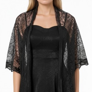 Anna-Kaci Women's Sheer Lace Cardigan with Scalloped Edges and Half Sleeves - 1 of 4