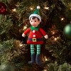 Fabric Elf Child with Braids and Green Hat Christmas Tree Ornament - Wondershop™: Indoor Holiday Decor, Polyester, 9" Height - 2 of 3