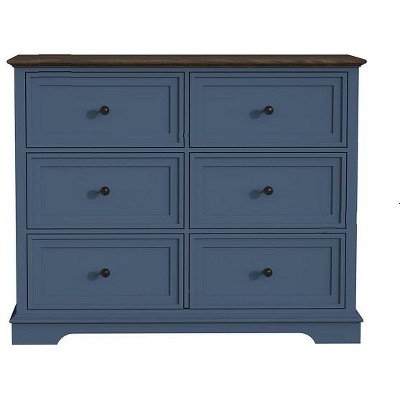 Cabinet Dresser Chest With 6 Drawers, Chest Of Drawers, Bedroom Dresser Blue