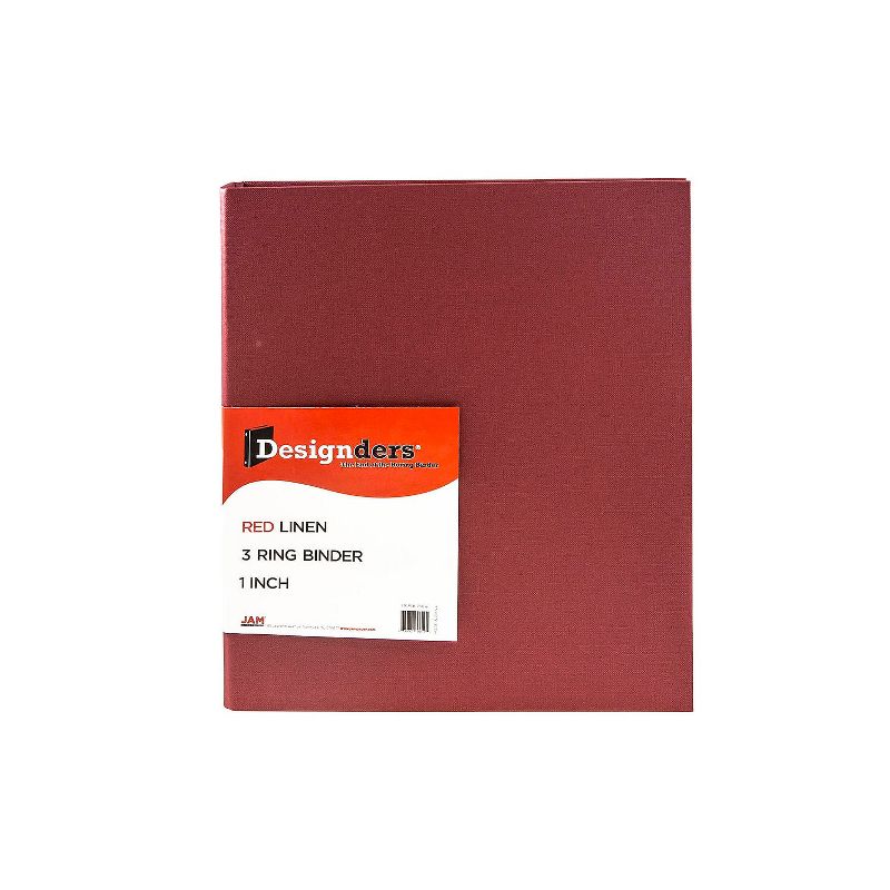 JAM Paper Premium Linen Textured 1 Inch Binder Red 3 Ring Binder 751LRE, 2 of 4