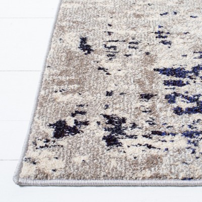 Beige and Purple Flat Woven Round Synthetic Rug