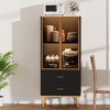 Fluted Glass Door Storage Cabinet - Modern Display Cabinet with Adjustable Shelves - 3 of 4